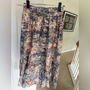Moon River Floral Maxi Skirt in Blue and Pink